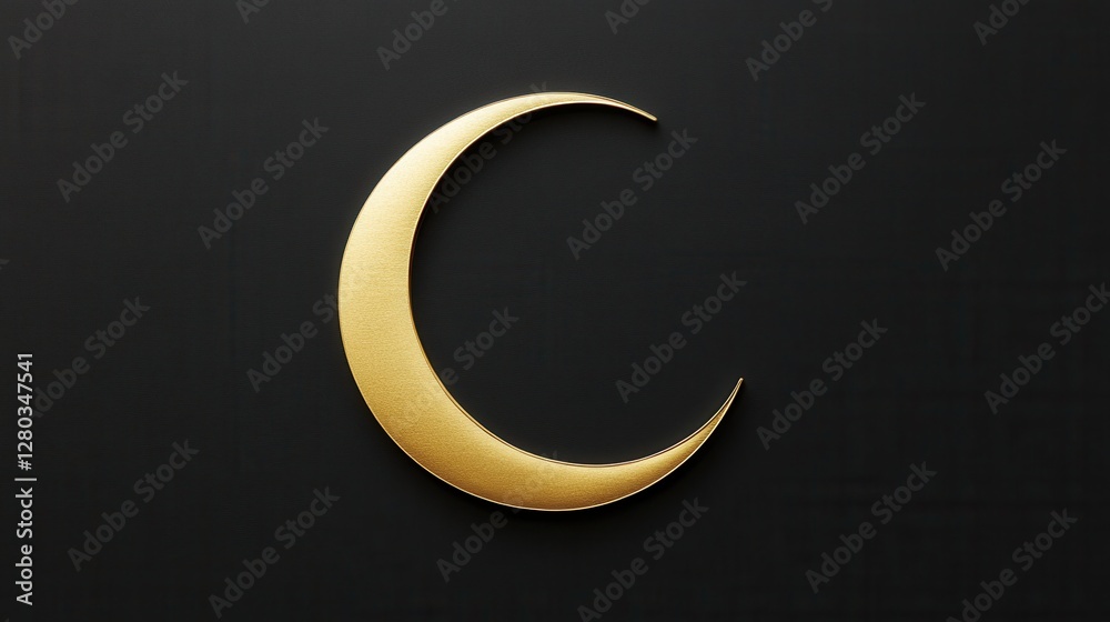 Elegant Gold Crescent Moon Symbol on a Dark Background for Mystical and Celestial Themes Elegant Gold Crescent Moon Symbol on a Dark Background for Mystical and Celestial Themes