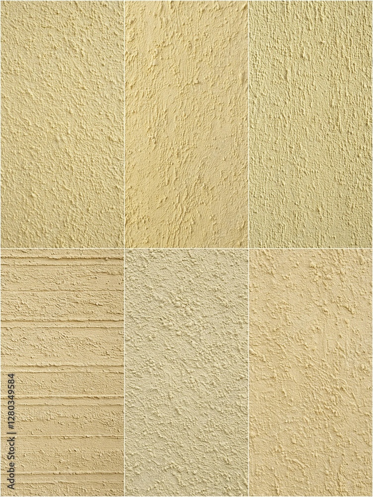 Fototapeta premium The image is a collection of different textures and patterns, all of which are made of a light tan color. The textures are arranged in a grid, with each row and column featuring a different pattern