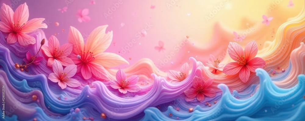 Abstract swirling pastel colors, vibrant spring blooms , artistic, airy, fresh Abstract swirling pastel colors, vibrant spring blooms , artistic, airy, fresh