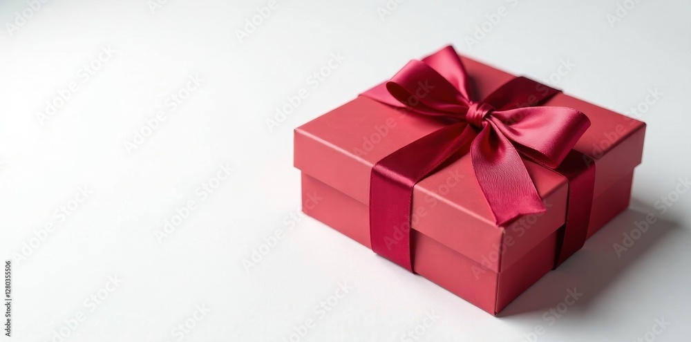 Fototapeta premium Luxury chocolate gift box with silk ribbon, white background , gift box, valentine, food