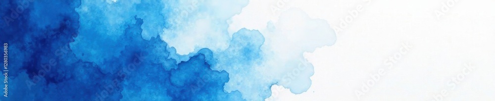 Obraz premium Deep blue abstract watercolor, textured white paper , wash, water, white