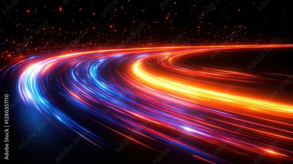 Abstract light trails curve on dark background. Abstract light trails curve on dark background.