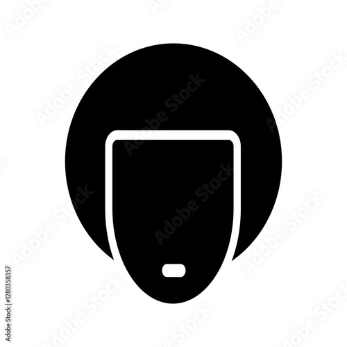 Solid icon of a male avatar with curly hairstyle, ideal for user profile and identity.