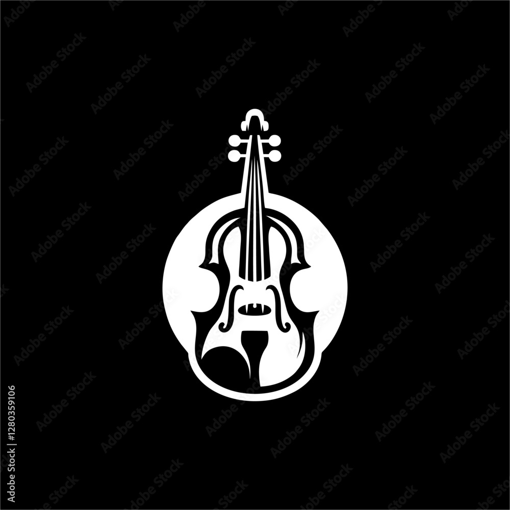 Fototapeta premium Premium violin silhouette logo with clean elegant lines for orchestra symphony music school instrument shop violinist brand identity musical event promotion and artistic representation