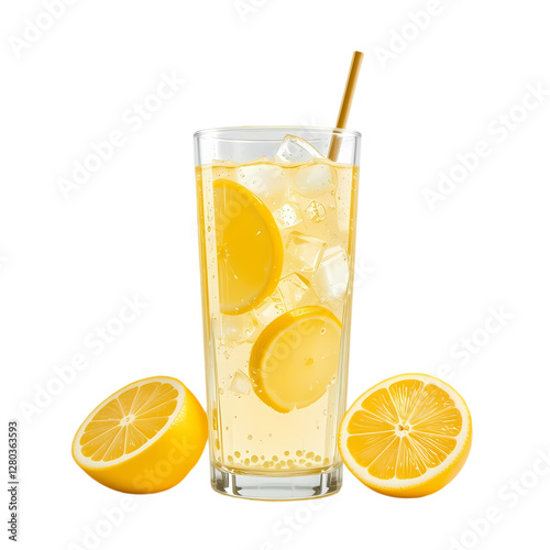 Refreshing Homemade Lemonade Recipe isolated on transparent background