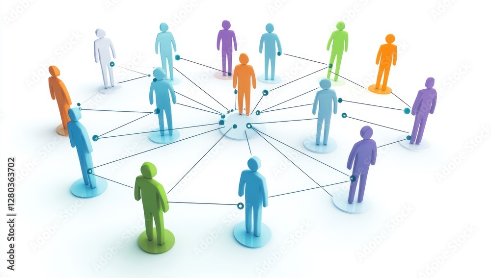 Network of Diverse People Connected by Lines Network of Diverse People Connected by Lines