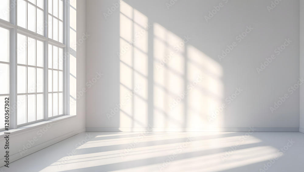 Sunlight Streaming Through Large Window in Empty Room Sunlight Streaming Through Large Window in Empty Room