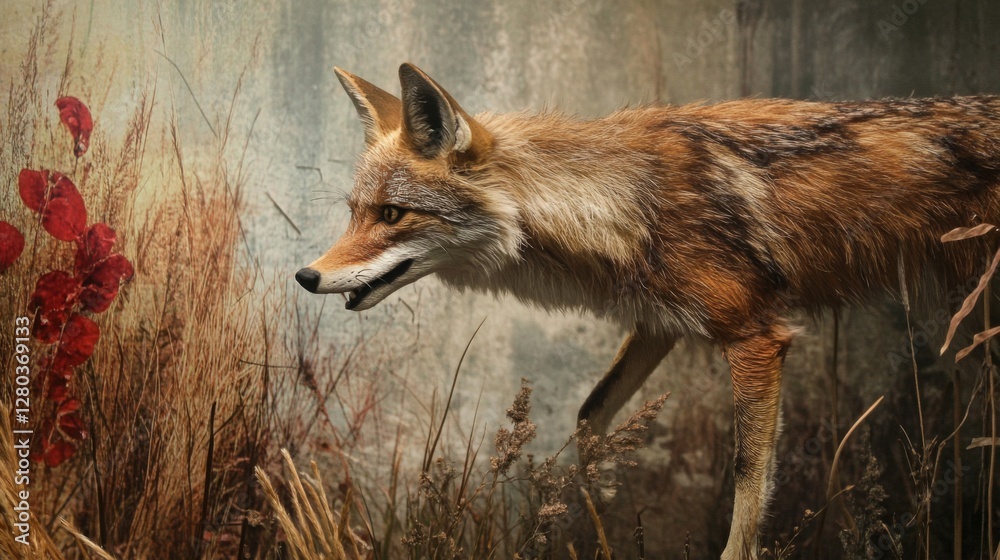 Obraz premium Coyote Portrait in Rustic Setting
