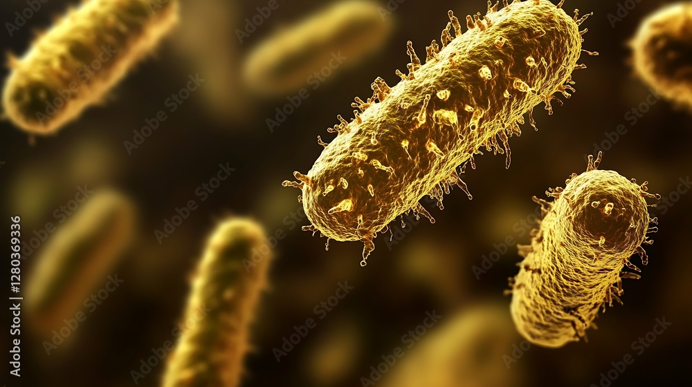 Fototapeta premium Microbial cells in motion, lab setting, bacteria in focus