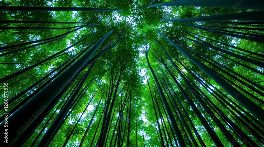 Green background bamboo forest, Bottom-up view
Green background bamboo forest, Bottom-up view