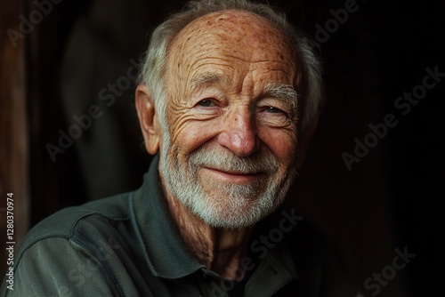Obraz na płótnie Portrait of a healthy, happy smile of an elderly man. The concept of a golden age of healthcare, a cheerful lifestyle, freedom and rest in retirement. w salonie