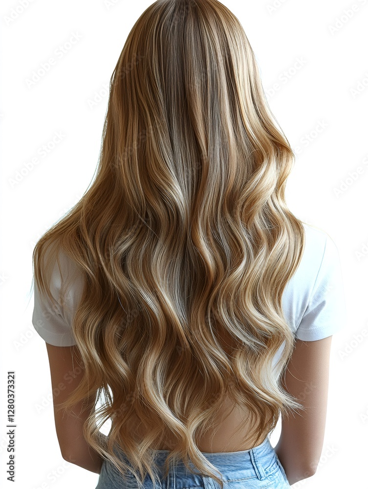 Naklejka premium Long wavy blonde hair from behind