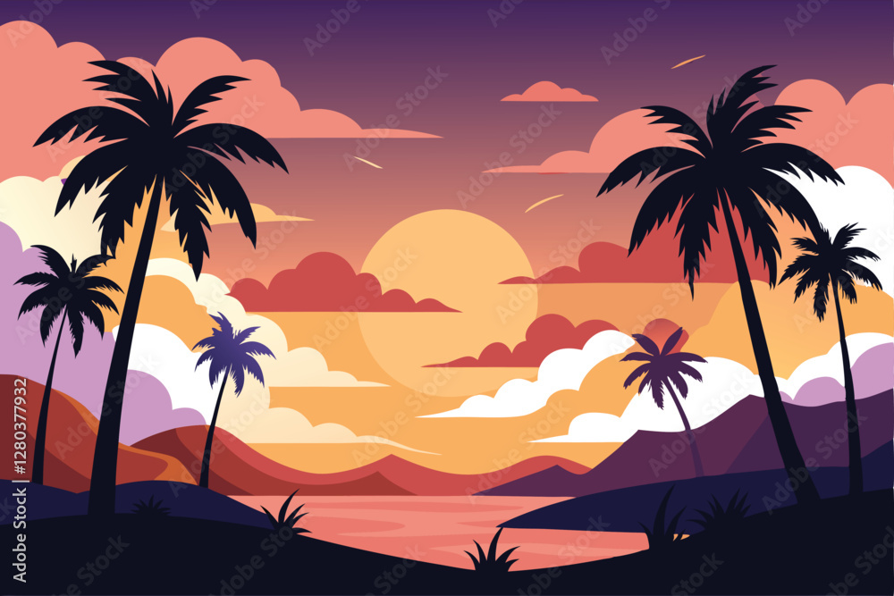 Fototapeta premium palm trees at sunset