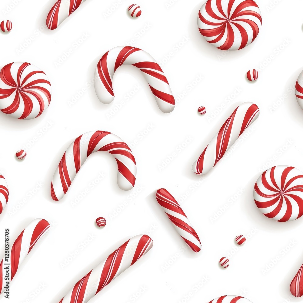 Flat style, seamless pattern, candy cane, isolated on white background. Flat style, seamless pattern, candy cane, isolated on white background.