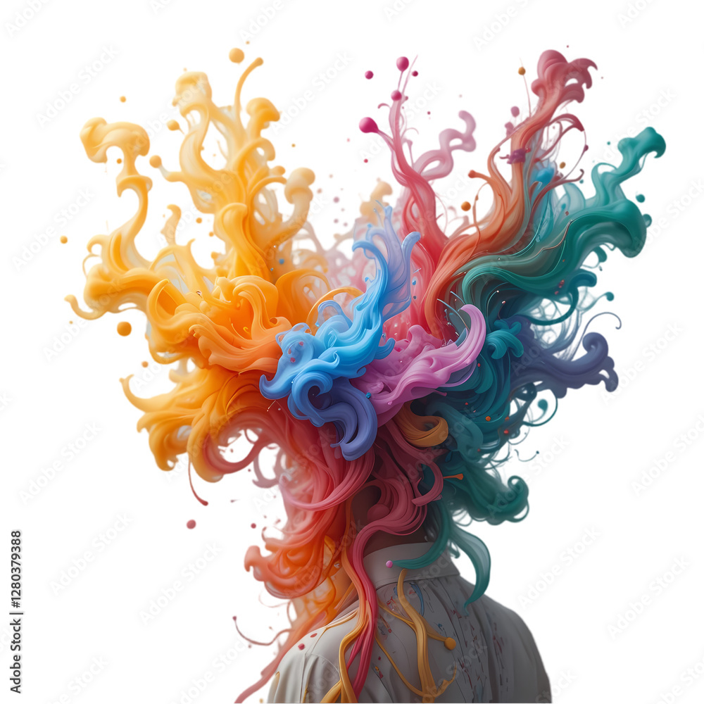 Obraz premium Vibrant Ink Explosions: Colorful Abstract Art isolated on transparent background
