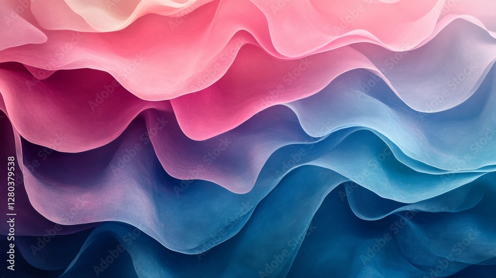 Obraz premium Flowing layers of pink and blue fabric art