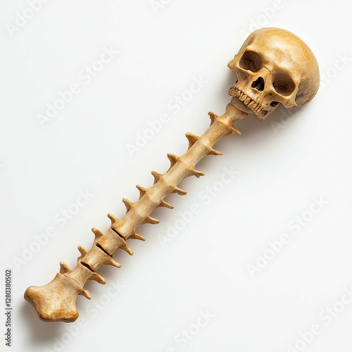 Spinal Skull Staff Bony Human Remains Anatomy Macabre Ominous Spooky Halloween Pale Bone Vertebrae Oddity photo