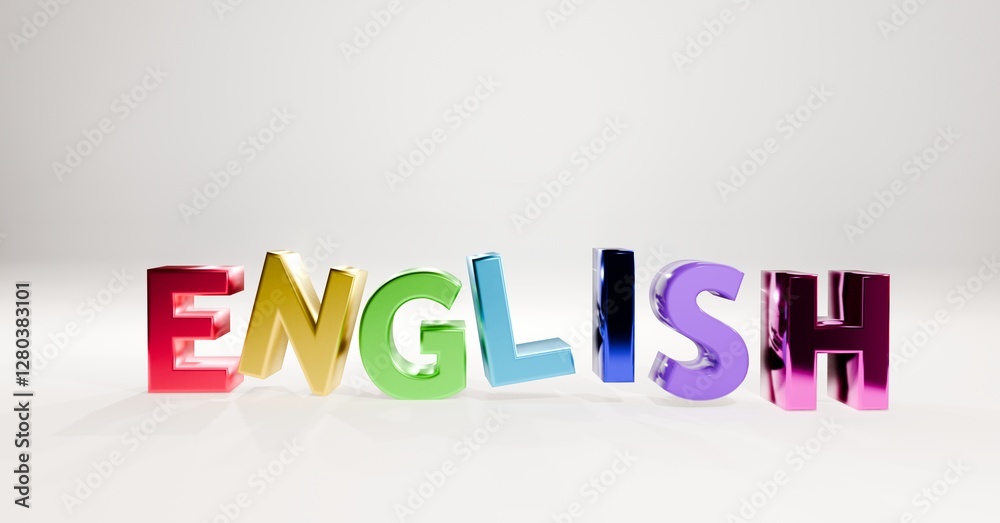 English text colorful 3d illustration image isolated on white background English text colorful 3d illustration image isolated on white background