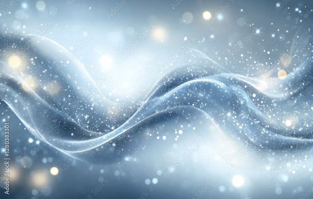 Ethereal Abstract Background with Soft Waves, Light Particles, and Delicate Sparkles Creating a Dreamy Enchantment Ideal for Various Creative Projects