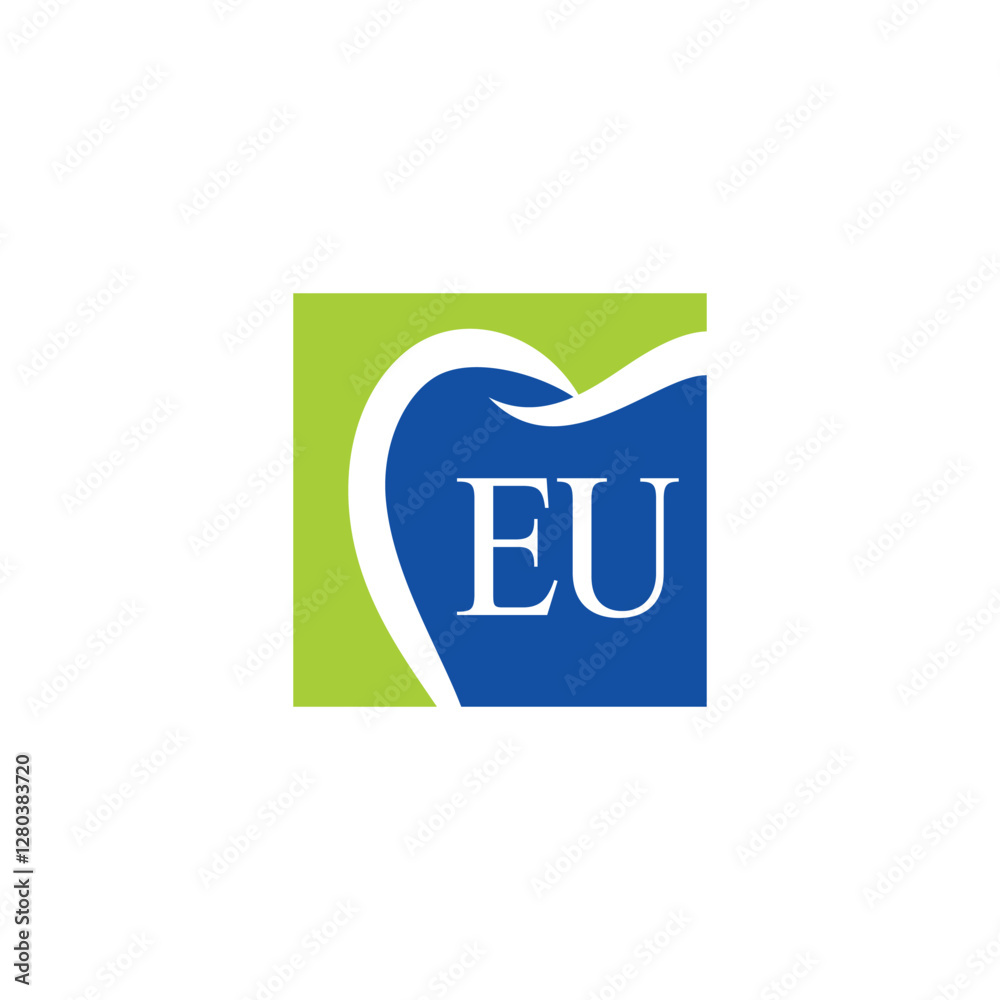 Abstract Negative Space Tooth With Letters EU Abstract Negative Space Tooth With Letters EU