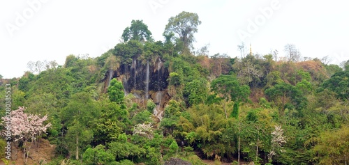 water fall in the mountain photo