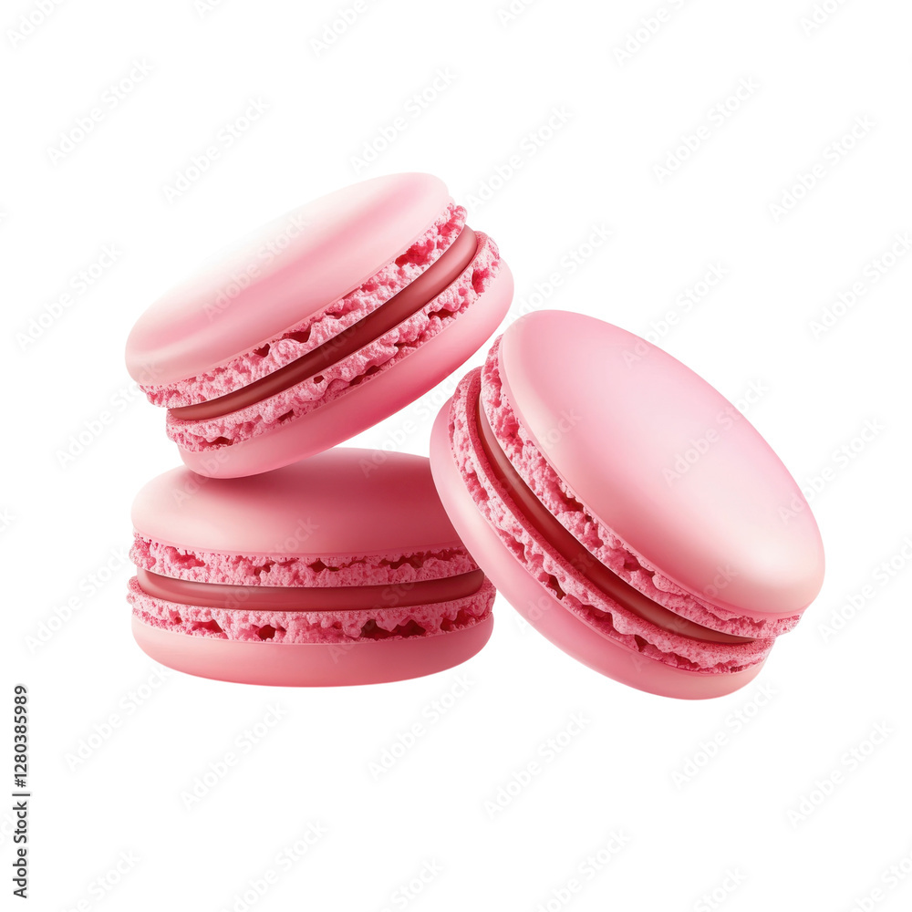 Sweet Pink Macarons on White on transparent background. Sweet Pink Macarons on White on transparent background.