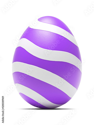 Deep purple hand-painted easter egg with bold stripes, colorful Easter egg with shadow png image