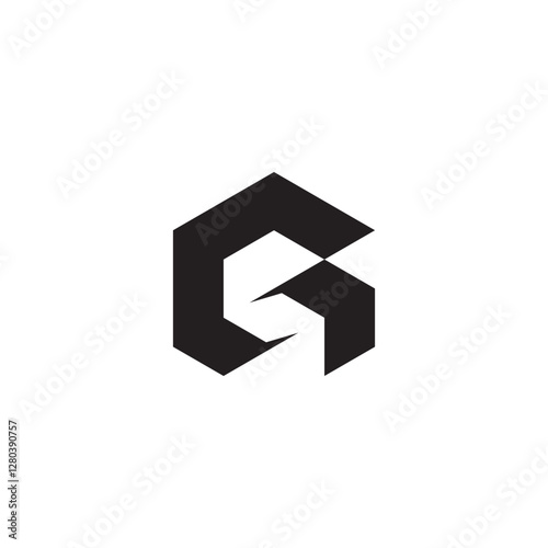 Letter G with creative monogram negative space letter S. GS logo