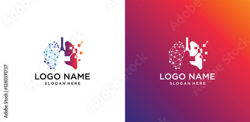 Lungs with Colorful logo vector, Health lungs logo designs template