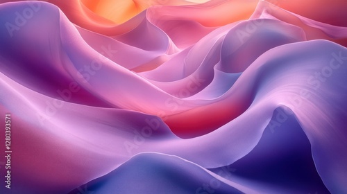 Abstract flowing fabric folds, vibrant colors, soft light, digital art