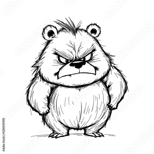 Cute angry bear Sketch – Hand-Drawn Black & White Illustration