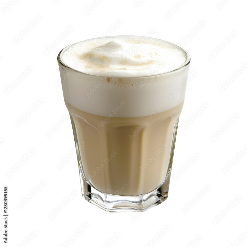 Creamy latte in clear glass, topped with frothy milk foam, perfect for coffee lovers. Enjoy rich flavor and smooth texture of this delightful beverage Creamy latte in clear glass, topped with frothy milk foam, perfect for coffee lovers. Enjoy rich flavor and smooth texture of this delightful beverage