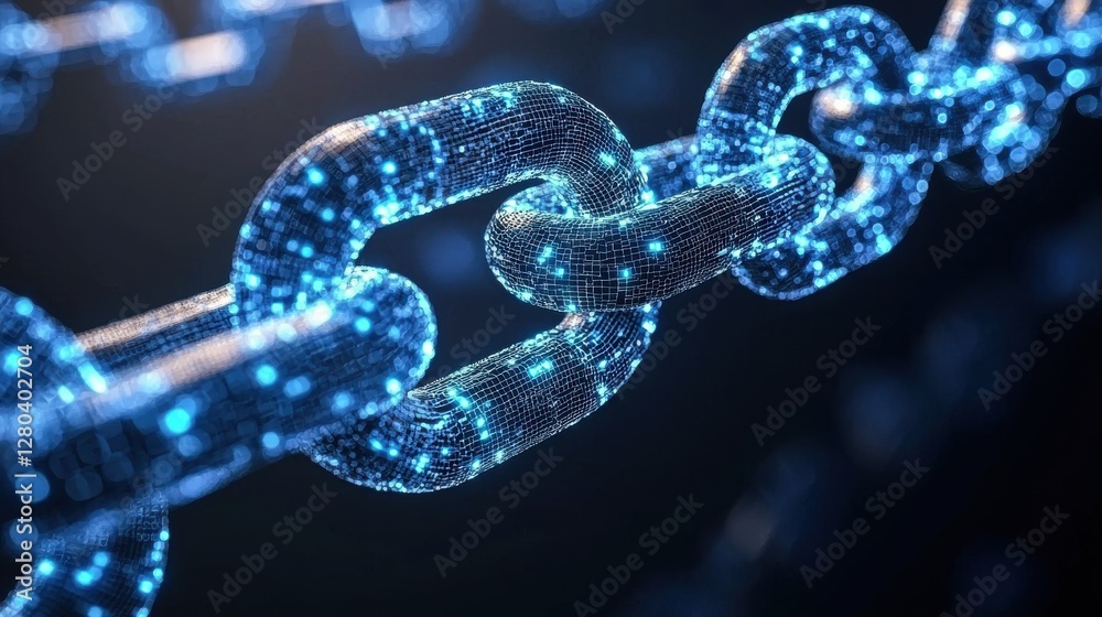 Digital chain link technology blockchain innovation virtual space abstract view connectivity concept Digital chain link technology blockchain innovation virtual space abstract view connectivity concept