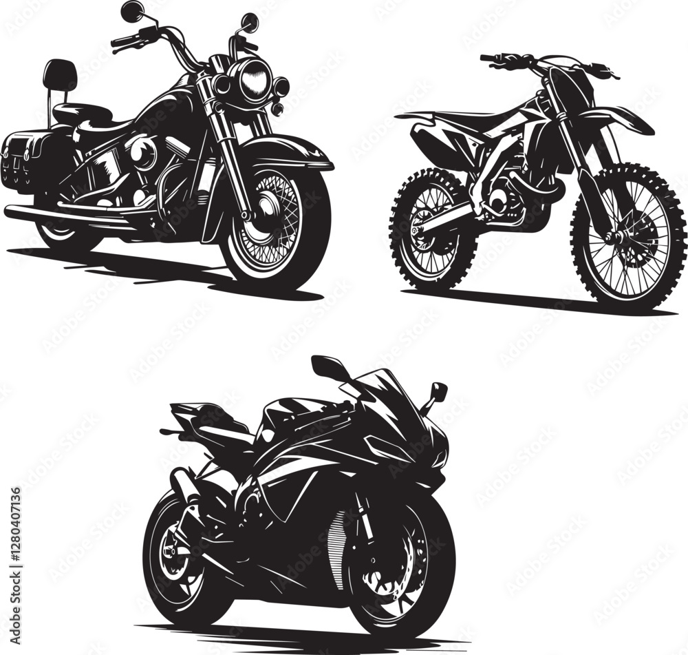 Obraz premium motorcycles on a white background, touring motorcycle/ racing bike, sports bike
