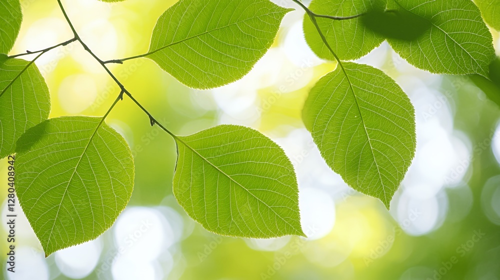 Closeup of Vibrant Green Leaves on a Branch in Sunlight Closeup of Vibrant Green Leaves on a Branch in Sunlight