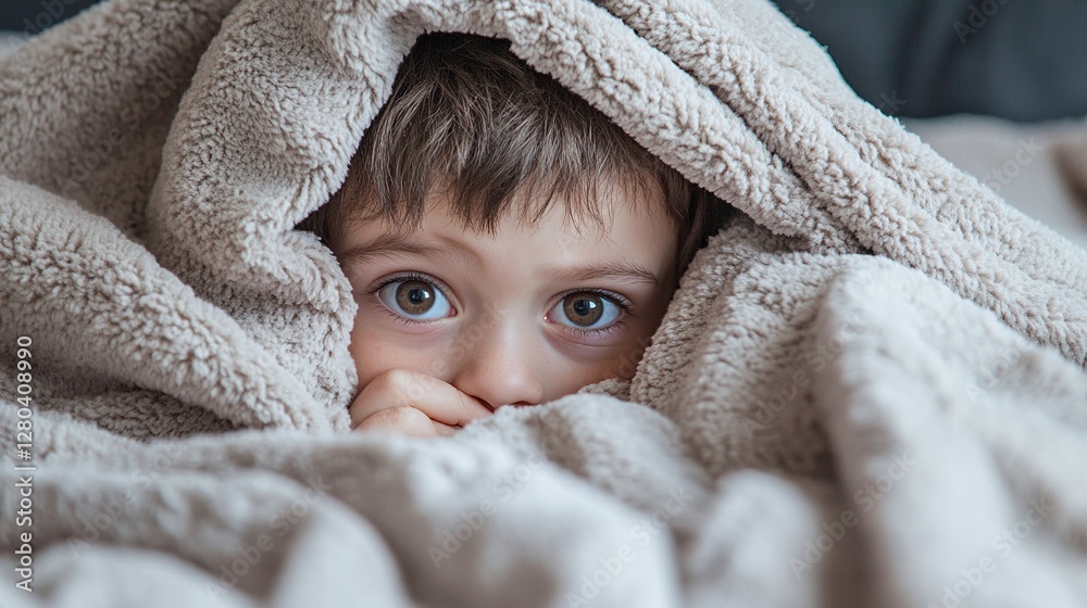 AI Generate A Child Hiding Under A Blanket Representing Trauma AI Generate A Child Hiding Under A Blanket Representing Trauma