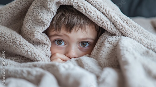AI Generate A Child Hiding Under A Blanket Representing Trauma