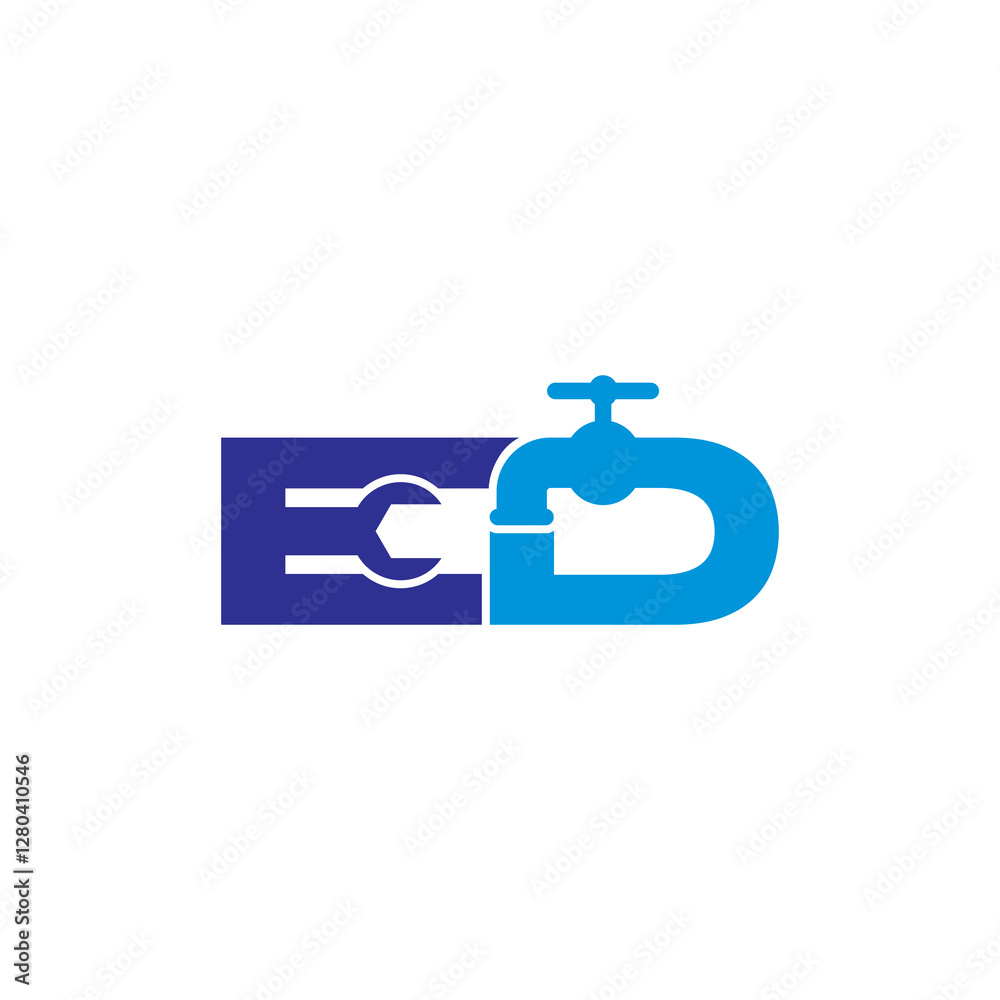 Letter E and D Plumber Logo Vector 001 Letter E and D Plumber Logo Vector 001