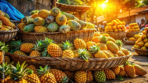 Fresh Kenyan Pineapples at Vibrant Market Stall