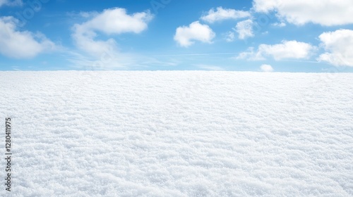 Snow-covered landscape under a clear blue sky. Possible use stock photo for winter themes photo