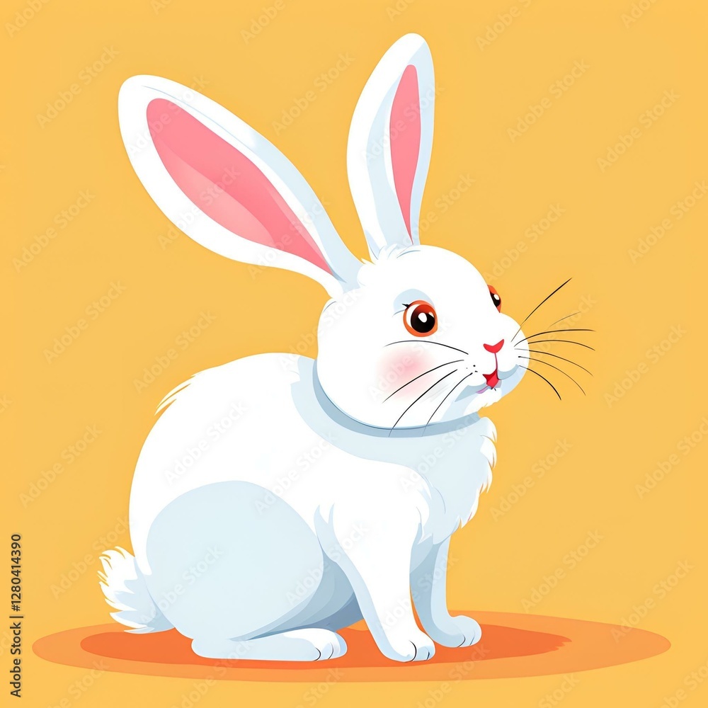 Fototapeta premium Cute Bunny Sitting with Ears Up