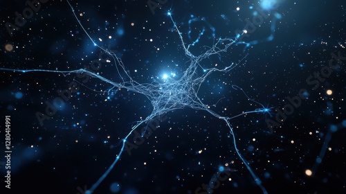 Neurons and nerve cells in dark background representing neural connections and brain activity