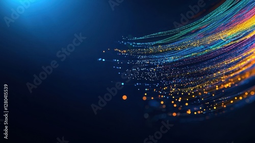 Colorful light streaks on a dark background creating a dynamic and vibrant visual effect