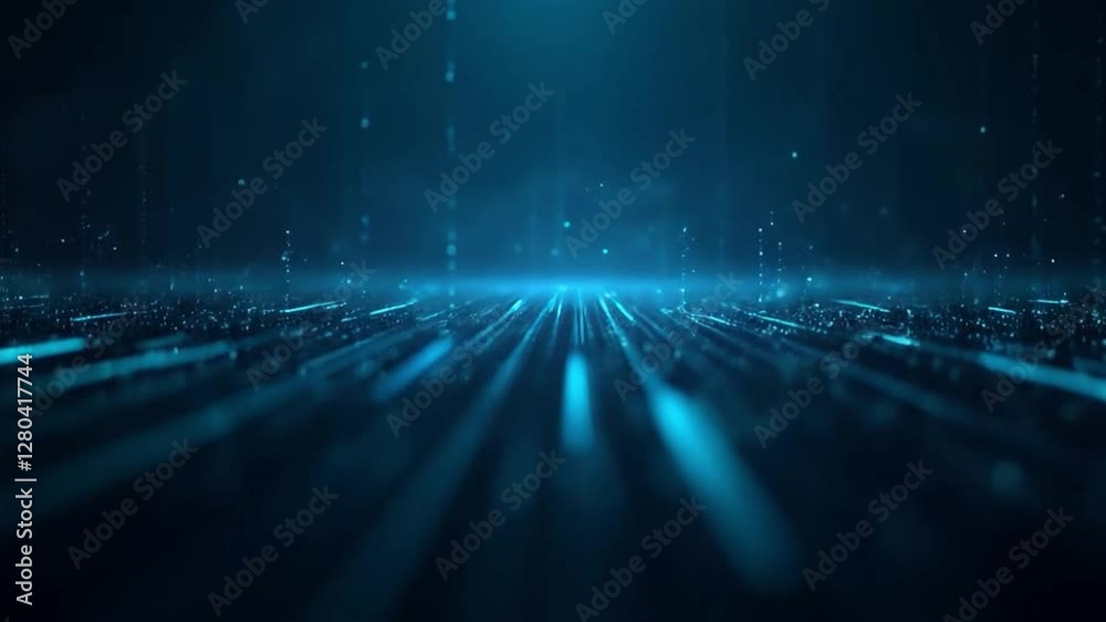 Futuristic Blue Data Stream, Abstract Technology Visualisation