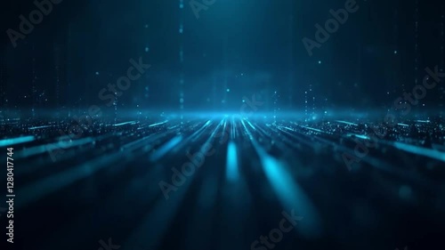 Futuristic Blue Data Stream, Abstract Technology Visualisation