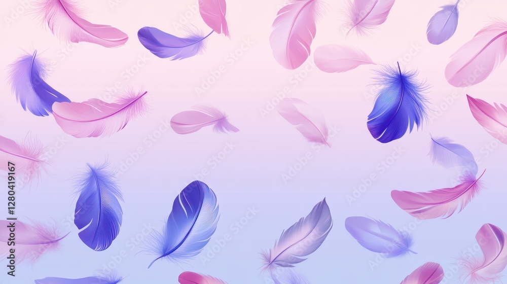 Obraz premium Colorful Soft Feathers Floating on a Gradient Background Design
