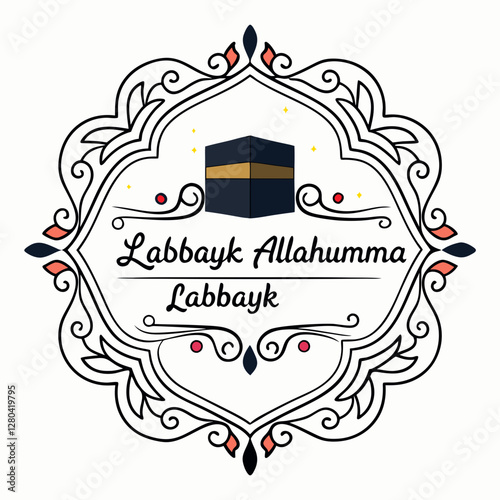 Elegant Kaaba Vector with Arabic Calligraphy for Hajj and Umrah