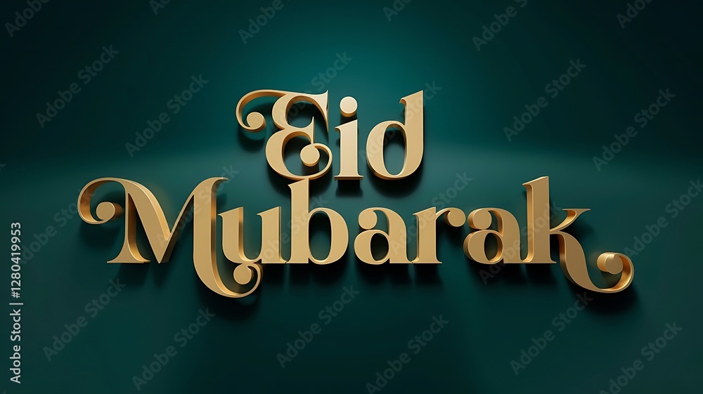 Obraz premium Luxury islamic greeting card eid mubarak, ramadan kareem mubarak 3d text effect background