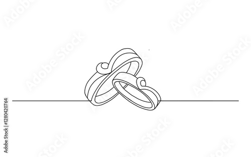 wedding rings line art  a continuous line drawing for an anniversary