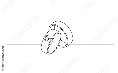 wedding rings line art  a continuous line drawing for an anniversary